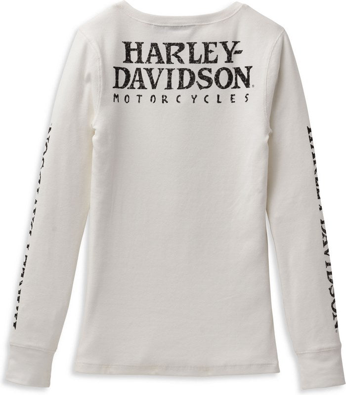 Harley-Davidson Women'S Skull Snap Front Long Sleeve Henley  Cloud Dancer | 99100-22VW