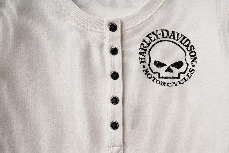 Harley-Davidson Women'S Skull Snap Front Long Sleeve Henley  Cloud Dancer | 99100-22VW