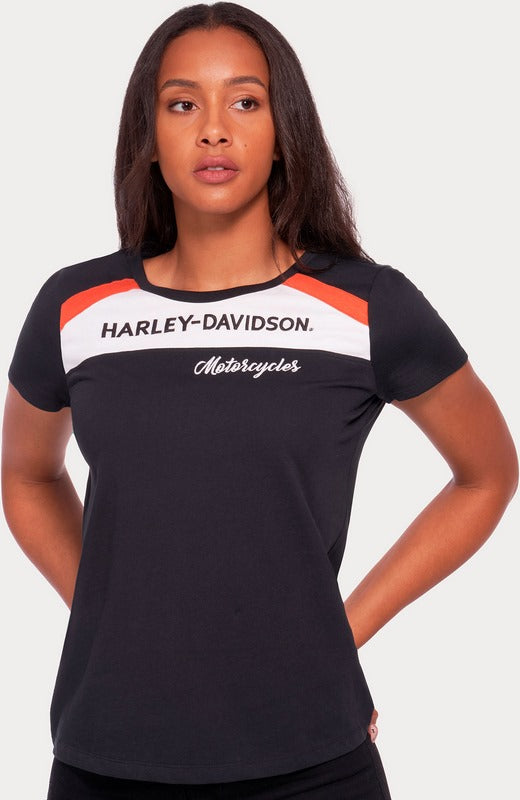 Harley-Davidson Women'S Accelerate Stripe Knit Top  Colorblock-Design-Black Beauty | 99101-22VW