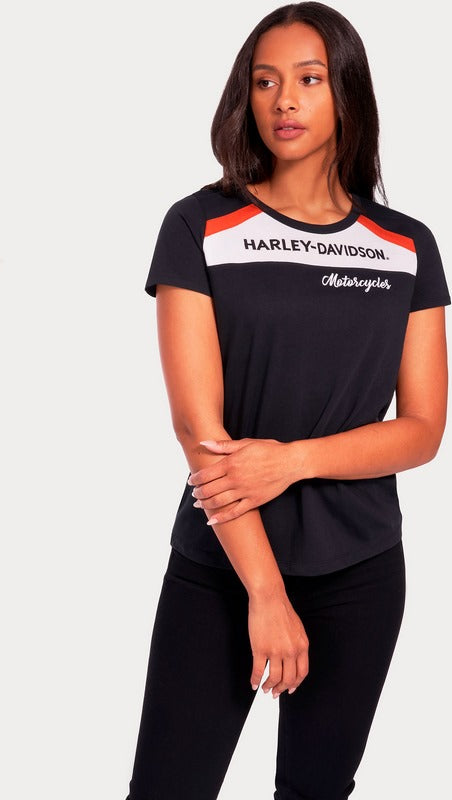 Harley-Davidson Women'S Accelerate Stripe Knit Top  Colorblock-Design-Black Beauty | 99101-22VW
