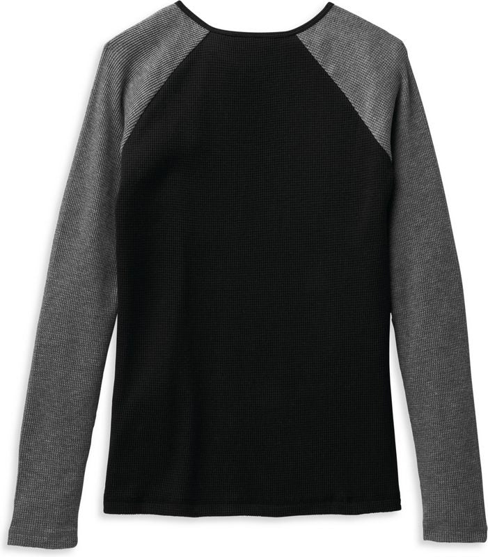 Harley-Davidson Women'S Hallmark Thermal Knit Top  Colorblock-Design-Heather Grey | 99103-22VW