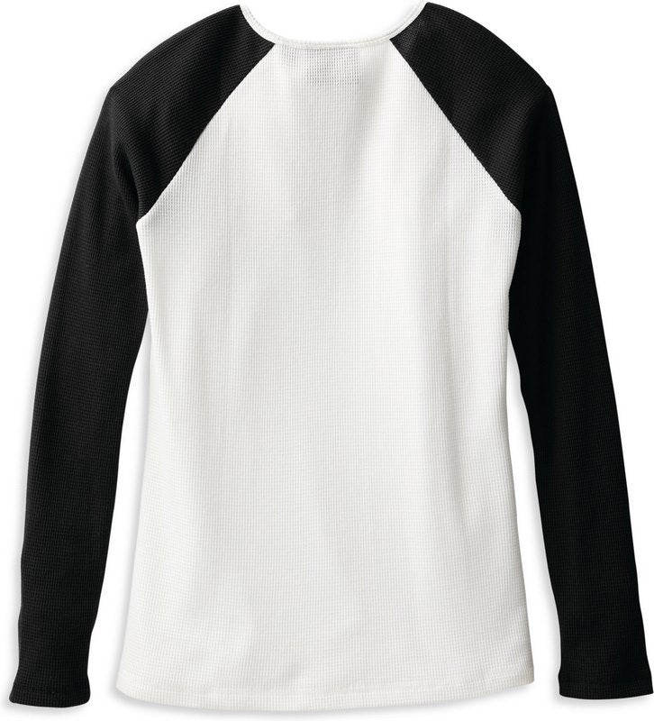 Harley-Davidson Women'S Hallmark Thermal Knit Top  Colorblock-Design-Cloud Dancer | 99104-22VW