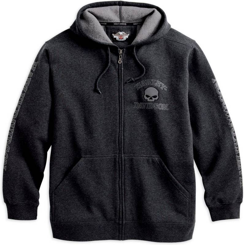 Harley-Davidson Men'S Hooded Skull Sweatshirt  Charcoal | 99107-18VM