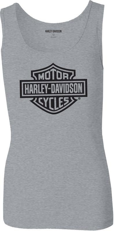Harley-Davidson Women'S Ultra Classic Bar & Shield Ribbed Tank  Light Grey Heather | 99107-22VW