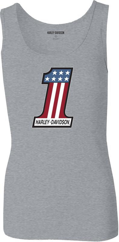 Harley-Davidson Women'S Ultra Classic #1 Race Ribbed Tank  Light Grey Heather | 99110-22VW