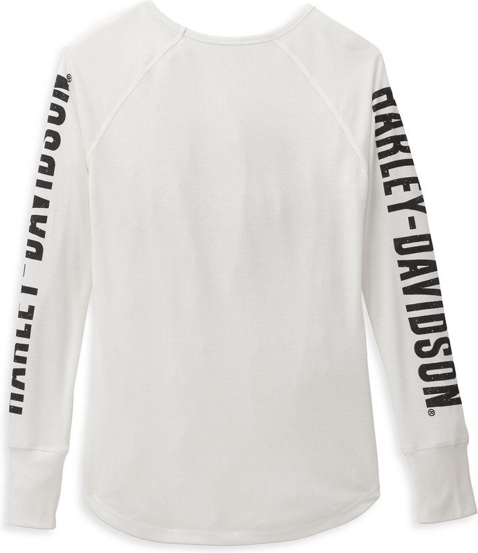 Harley-Davidson Women'S Authentic Bar & Shield Rib-Knit Top  Cloud Dancer | 99112-22VW