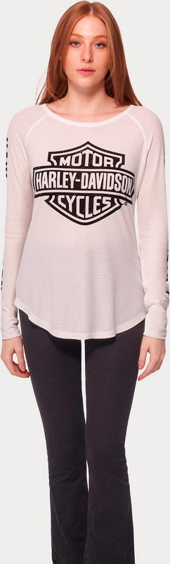 Harley-Davidson Women'S Authentic Bar & Shield Rib-Knit Top  Cloud Dancer | 99112-22VW
