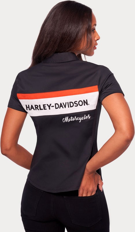 Harley-Davidson Shirt-Woven  Colorblock-Design-Black Beauty | 99114-22VW