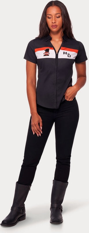 Harley-Davidson Shirt-Woven  Colorblock-Design-Black Beauty | 99114-22VW