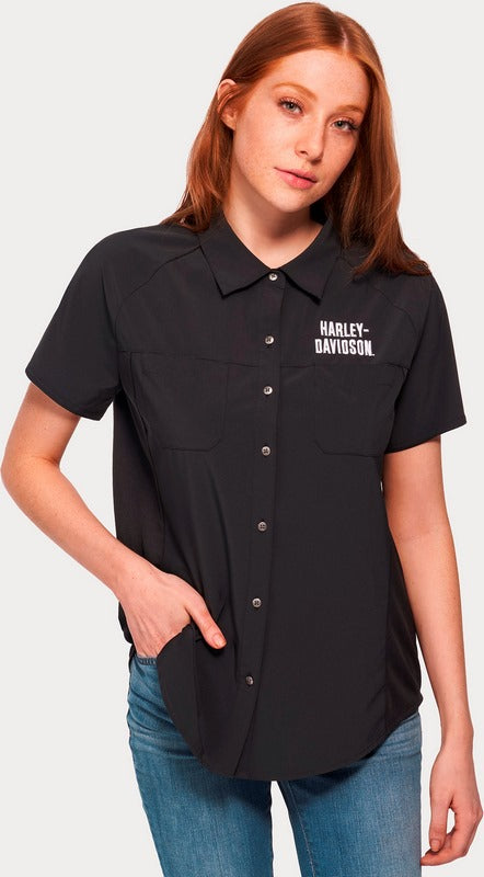 Harley-Davidson Women'S Pivot Performance Shirt With Coolcore® Technology  Black Beauty 2 | 99115-22VW