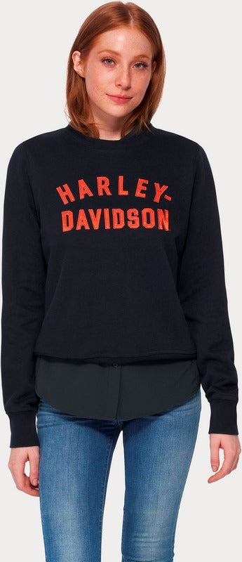 Harley-Davidson Women'S Essence Applique' Crewneck Pullover  Black Beauty 2 | 99117-22VW