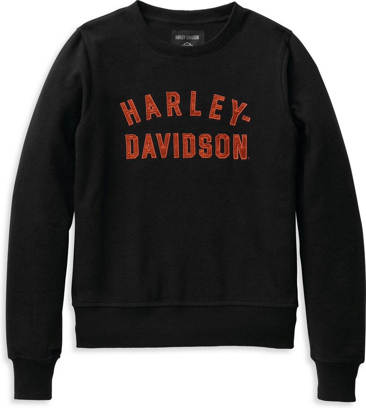 Harley-Davidson Women'S Essence Applique' Crewneck Pullover  Black Beauty 2 | 99117-22VW