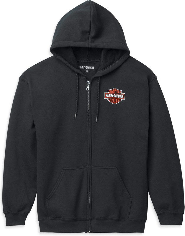 Harley-Davidson Men'S Bar & Shield Zip Front Hoodie  Black | 99122-22VM