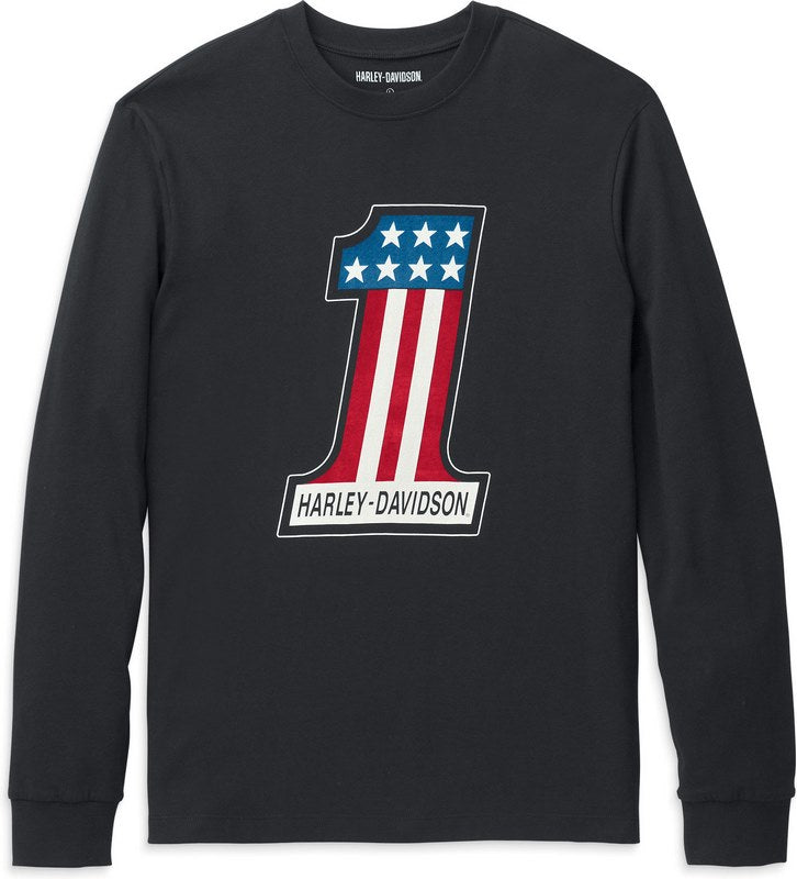 Harley-Davidson Men'S #1 Race Graphic Long Sleeve Tee  Black | 99131-22VM