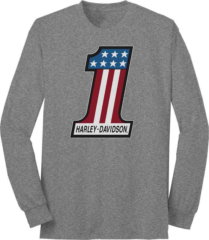 Harley-Davidson Men'S #1 Race Graphic Long Sleeve Tee  Heather Grey | 99132-22VM