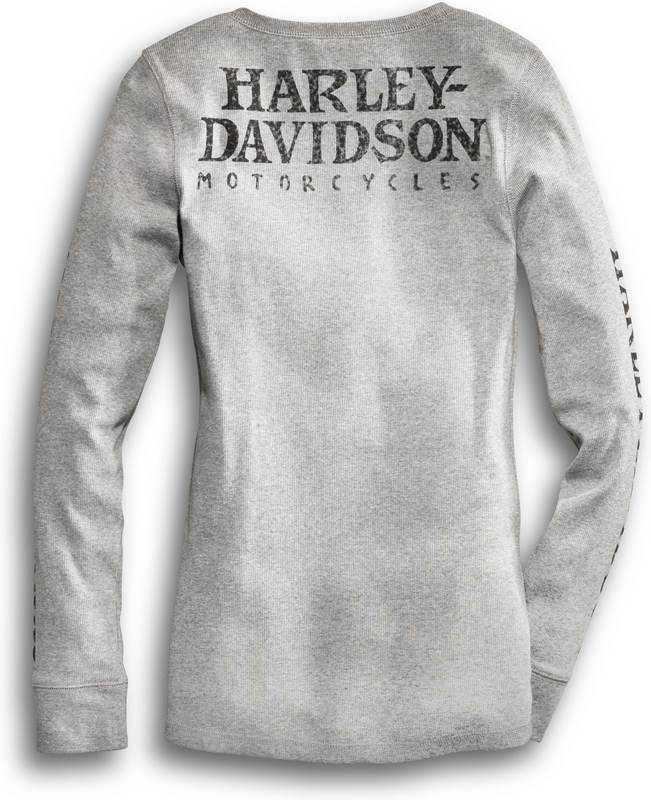 Harley-Davidson Skull Snap Front Long Sleeve Henley  Heather Grey | 99143-14VW