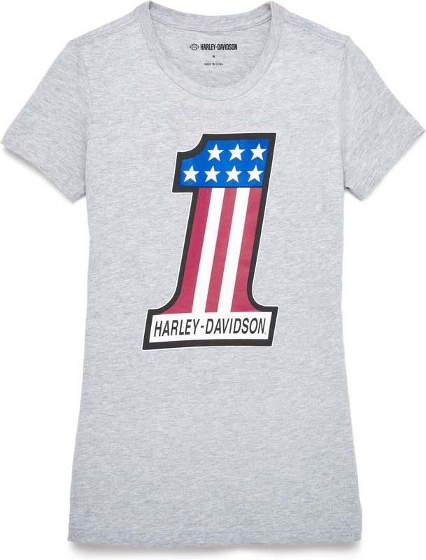 Harley-Davidson Women'S #1 Race Graphic Tee  Heather Medium Grey | 99150-22VW