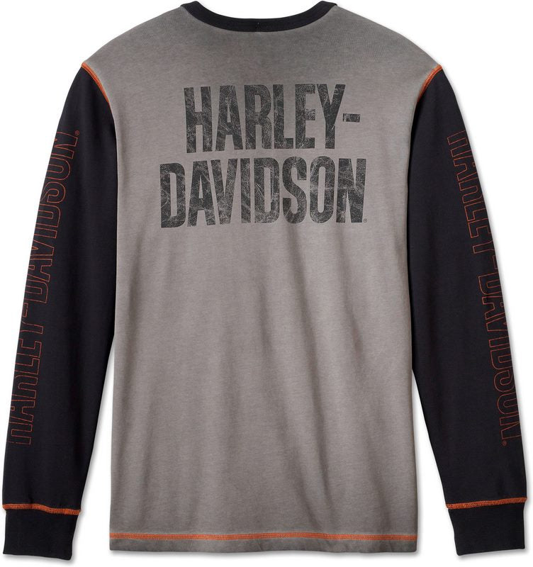 Harley-Davidson Henley-Knit  Colorblock-Design-Harley Black | 99175-24VM