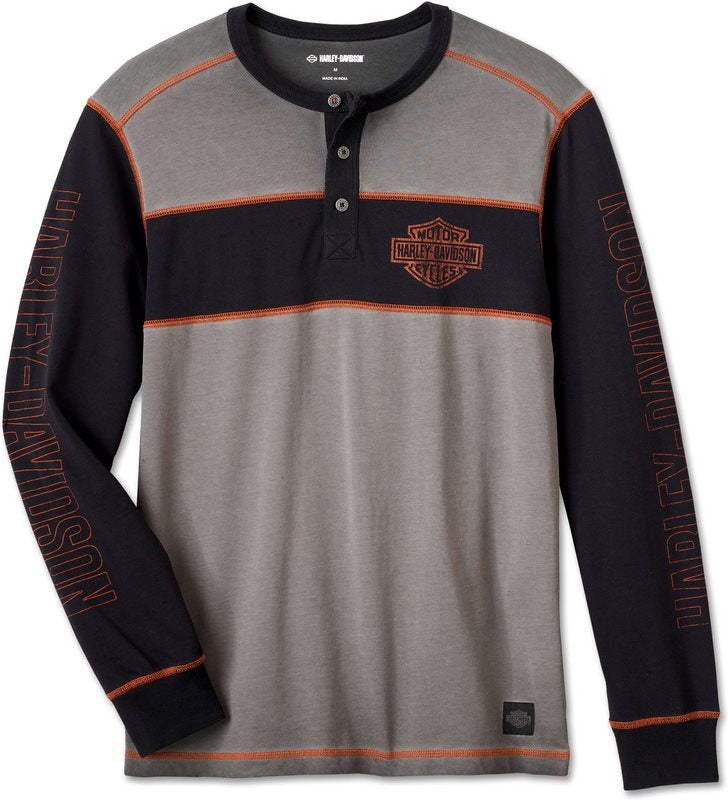 Harley-Davidson Henley-Knit  Colorblock-Design-Harley Black | 99175-24VM