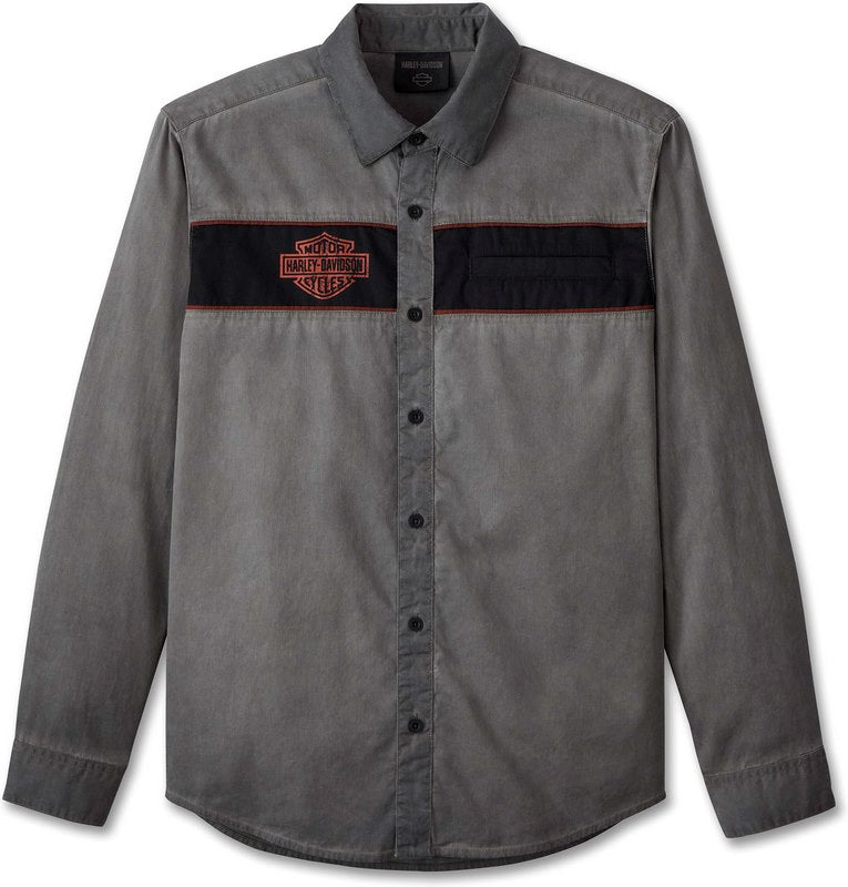 Harley-Davidson Shirt-Woven  Colorblock-Design-Blackened Pearl | 99177-24VM