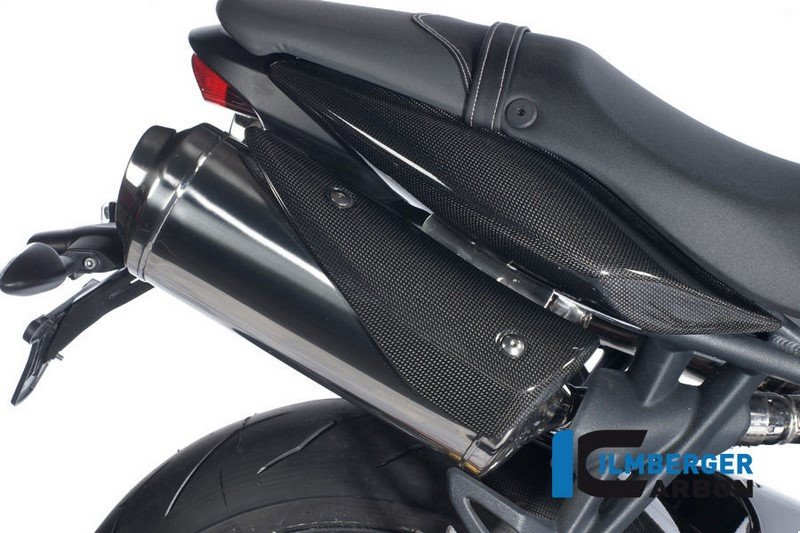 ILMBERGER / イルムバーガーカーボンパーツ エキゾーストプロテクション (右) カーボン - Triumph Street Triple 675 | AHR.004.TRSTR.k