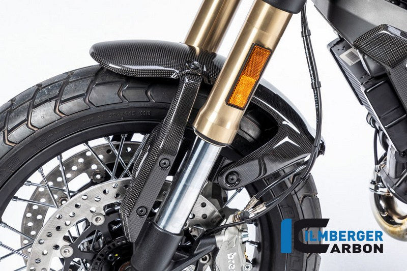 ILMBERGER / イルムバーガーカーボンパーツ フロントマッドガードホルダー 左 gl. Ducati Scrambler 1100 from 2017 | KHL.011.DS11G.K
