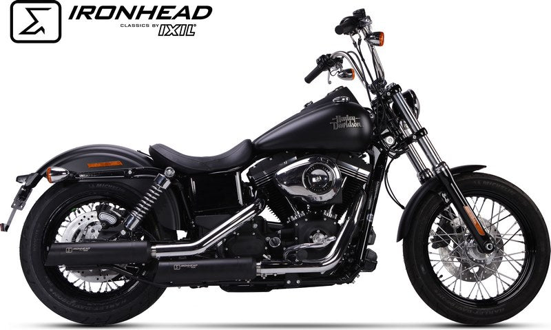 IXIL / イクシル Slip On Exhaust (Lower Muffler) - Ironhead Round Black | HD 1006 SB