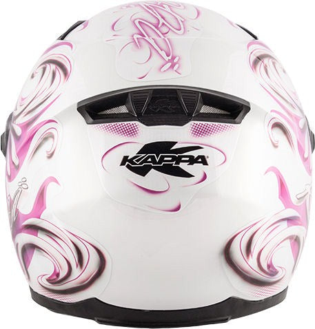 Kappa KV27 Denver Flowers Lady Full-face helmet in thermoplastic material  Glossy White / Fuchsia | HKKV27FFLWX