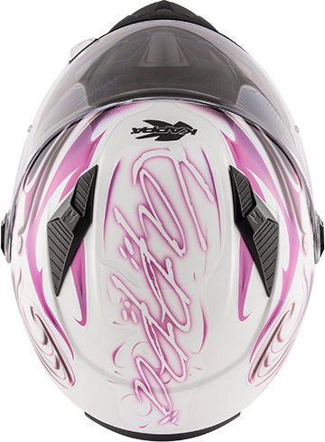 Kappa KV27 Denver Flowers Lady Full-face helmet in thermoplastic material  Glossy White / Fuchsia | HKKV27FFLWX
