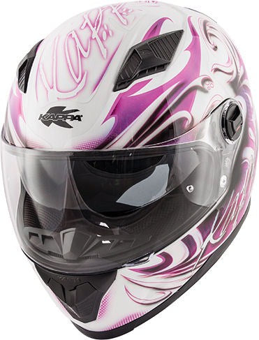 Kappa KV27 Denver Flowers Lady Full-face helmet in thermoplastic material  Glossy White / Fuchsia | HKKV27FFLWX
