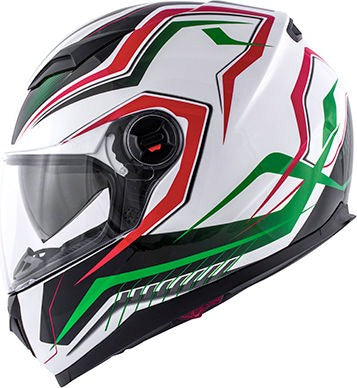 Kappa KV27 Denver Full-face helmet in thermoplastic material  Green / Red / Glossy White | HKKV27FWHRG