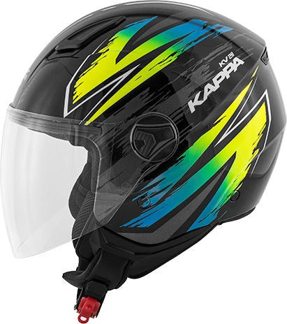 Kappa KV28 Miami Bolt Demi-Jet helmet in thermoplastic material  Black / Mix | HKKV28FBLBX