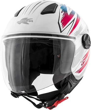 Kappa KV28 Miami Bolt Demi-Jet helmet in thermoplastic material  White / Mix | HKKV28FBLWX