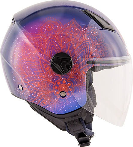 Kappa KV28 Miami Mandala Lady Demi-Jet helmet in thermoplastic material  Purple / Orange | HKKV28FMDPR