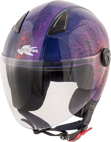 Kappa KV28 Miami Mandala Lady Demi-Jet helmet in thermoplastic material  Purple / Orange | HKKV28FMDPR