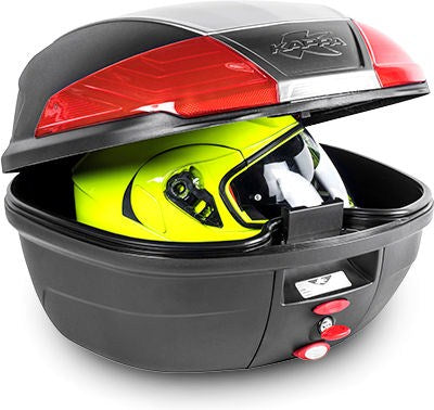 Kappa / カッパ ブラック トップケース 40 ltr  (トップシェル：カーボンテクスチャー  エンボスロゴプレート：マットチタンカラー  レッドリフレクター付) | K400N