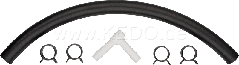 Kedo HD Low Pressure Hose between Fuel petcock and Low Pressure Connection at Carburettor  including 4 Clamps and 90 ° PVC adapter. | 22220