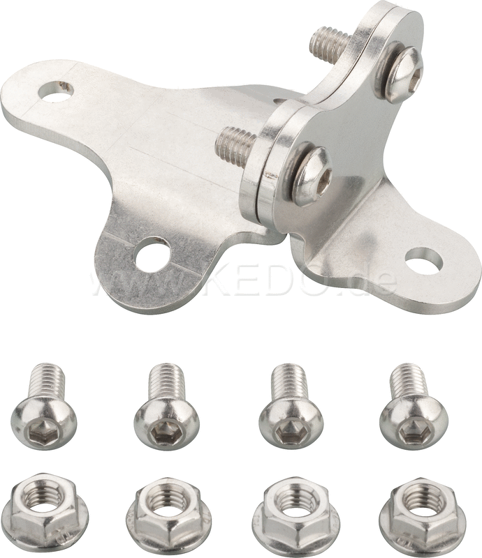Kedo Front Fender Bracket 'Scrambler Style'  stainless steel bracket set for fender mounting on triple clamp (32mm center distance)  incl M6 screws and nuts. | 22236