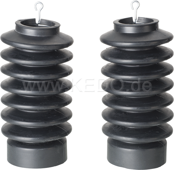 Kedo Front Fork Gaiters 'D-Track'  black  1 pair (short and big  7 rills  including retainer for lower yoke.) | 29123