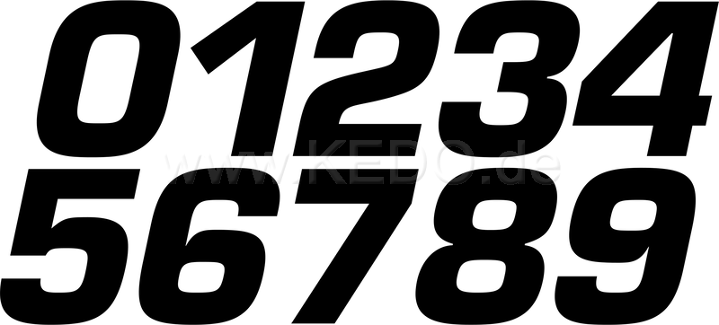 Kedo Starting Number Set Black Matt  80mm high  1 piece each (0 to 9)  heavy duty | 30032M