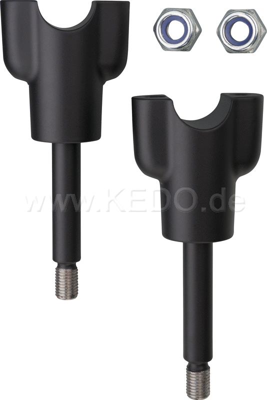 Kedo Handlebar riser in original Optics with + 30mm elevation  CNC milled from high tensile tempered steel  black powder coated  1 pair | 30142