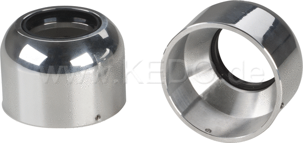 Kedo Aluminum Dust caps  Polished  incl Gasket  1 Pair (fixation through 2 sets Crews) | 30233