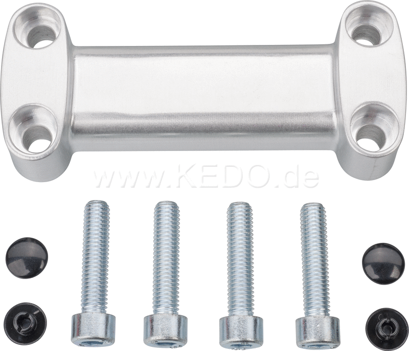 Kedo Handlebar grip 'Sporty'  polished aluminum  incl 4 pcs.. fixing screws + 4 pcs. black cover caps | 30513