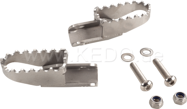 Kedo HD Stainless Steel Driver's Footpegs  1 Pair  Silver (Set comes without Bracket) | 30574
