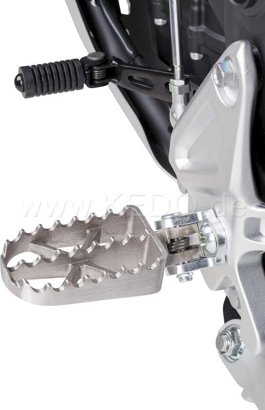 Kedo Heavy Duty Enduro Footpegs  stainless steel  1 pair  serrated & Widened  contact area approx. 46x84mm  incl. Footpegs bracket zinc plated | 30950