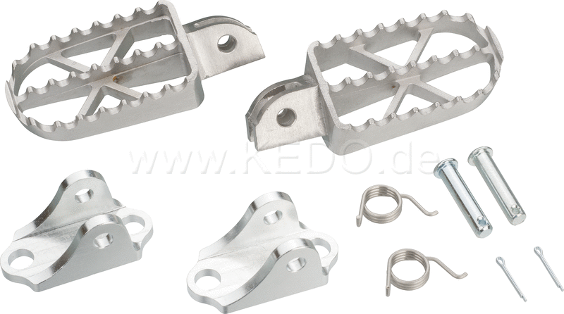 Kedo Heavy Duty Enduro Footpegs  stainless steel  1 pair  serrated & Widened  contact area approx. 46x84mm  incl. Footpegs bracket zinc plated | 30950