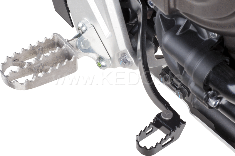 Kedo Heavy Duty Enduro Footpegs  stainless steel  1 pair  serrated & Widened  contact area approx. 46x84mm  incl. Footpegs bracket zinc plated | 30950