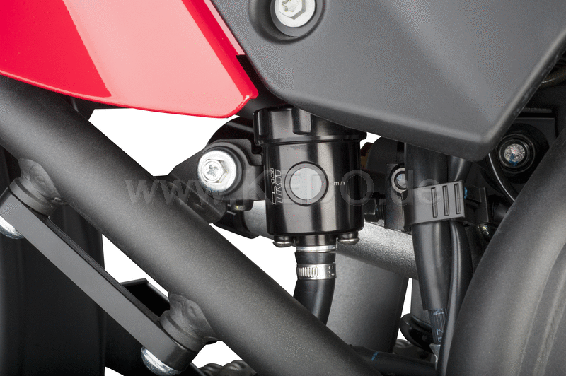 Kedo T7 aluminum Rear Brake fluid reservoir  black anodised  incl specific stainless steel holder (black coated) and mounting material. | 31063