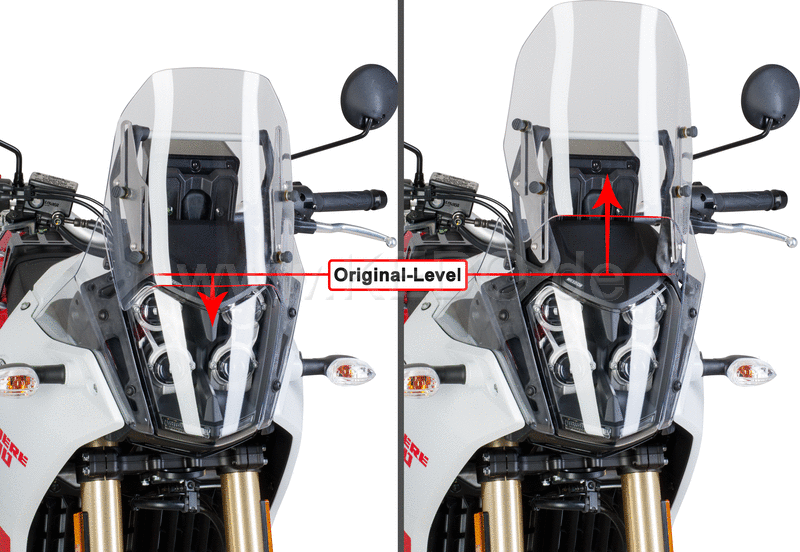 Kedo T7 Windscreen adapter High & Low  stainless steel  for stepless and tool-free adjustment of the OEM screen from approx. -15mm to + 70mm | 31076