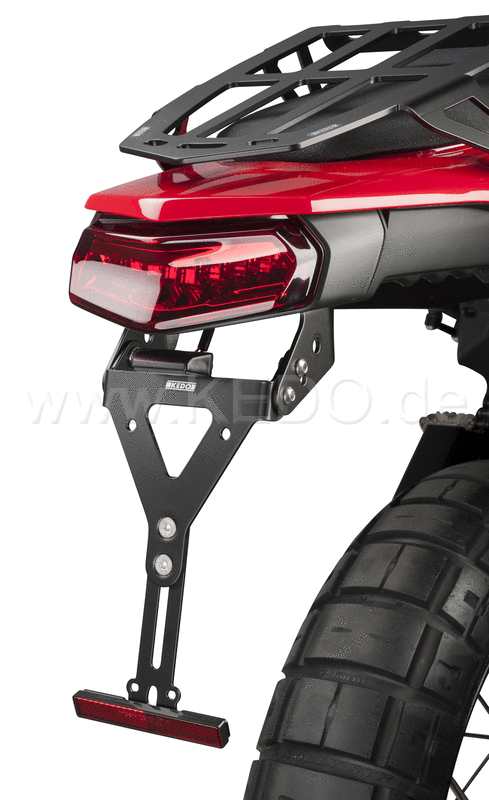 Kedo T7 Reflector Mount Aluminum Black Coated  with e-approved reflector  completes license plate bracket item 31081 (license plate height 13-18cm) | 31083
